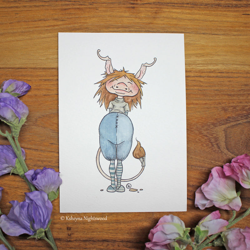 Original Watercolour - Brownie Boy in Blue