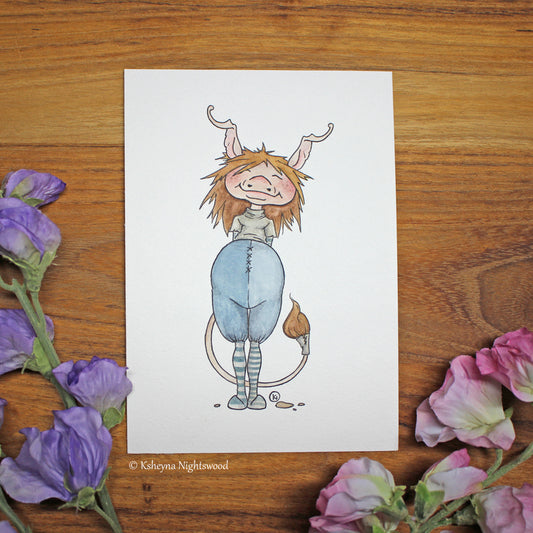 Original Watercolour - Brownie Boy in Blue